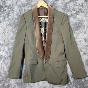 JUICY COUTURE Men's Blazer, Military Style Jacket, Size 40 Army Green EUC Pocket